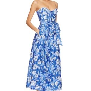Bardot Vibrant Floral Midi Dress in Blue Floral